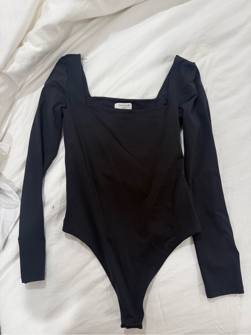 Aritzia Black Long-Sleeve Square Neck Kids One-Piece
